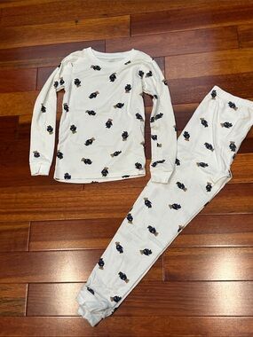 Polo by Ralph Lauren Cream Kids Pajama Set with Navy Bear Print